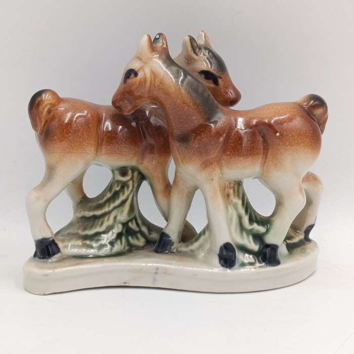 Vintage Porcelain Horse foal pair figurine