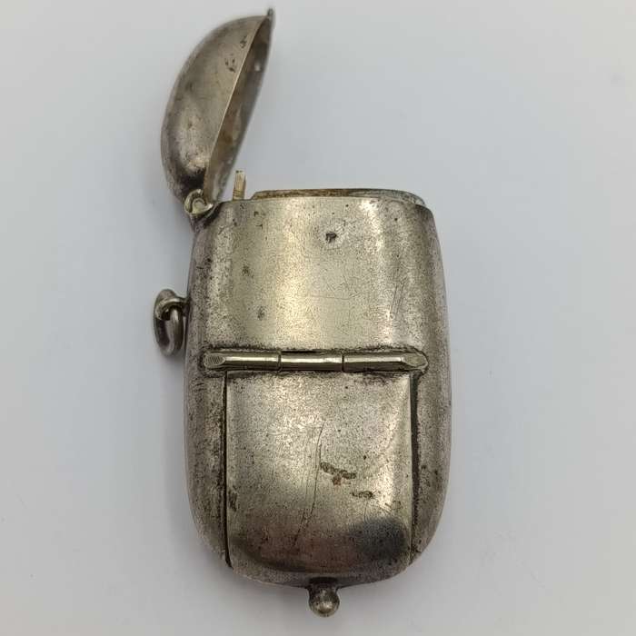 Antique silverplated vesta case and coin holder