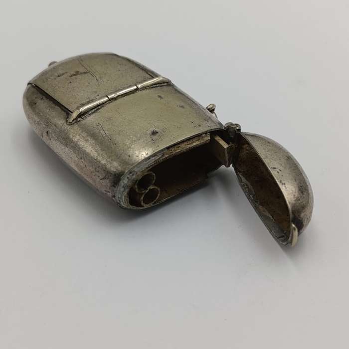 Antique silverplated vesta case and coin holder