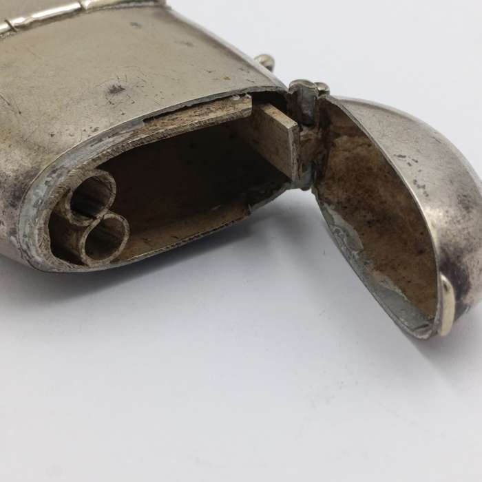 Antique silverplated vesta case and coin holder