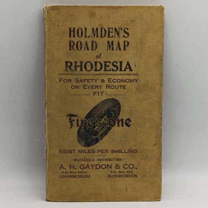 Vintage Holmes Road map of Rhodesia - Southern Rhodesia with insert of Northern Rhodesia