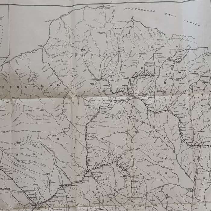 Vintage Holmes Road map of Rhodesia - Southern Rhodesia with insert of Northern Rhodesia