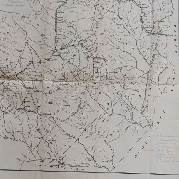 Vintage Holmes Road map of Rhodesia - Southern Rhodesia with insert of Northern Rhodesia