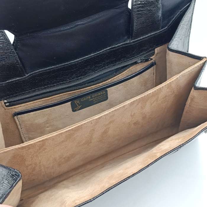 Vintage leather craft of distinction Cape Town crocodile Black leather handbag and purse