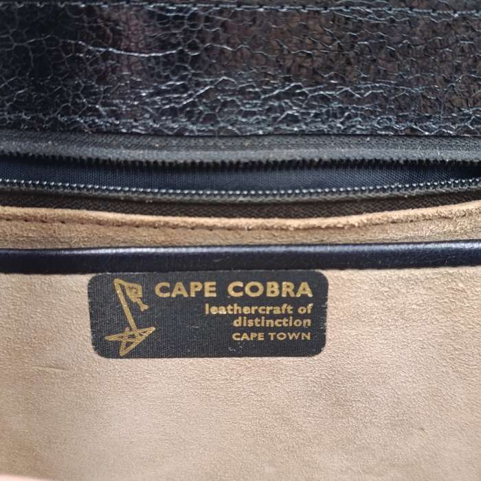Vintage leather craft of distinction Cape Town crocodile Black leather handbag and purse