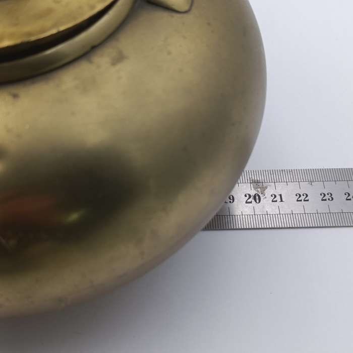 Beautiful vintage brass kettle with wooden handle