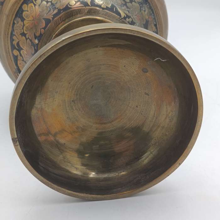 Antique brass Niello flower vase