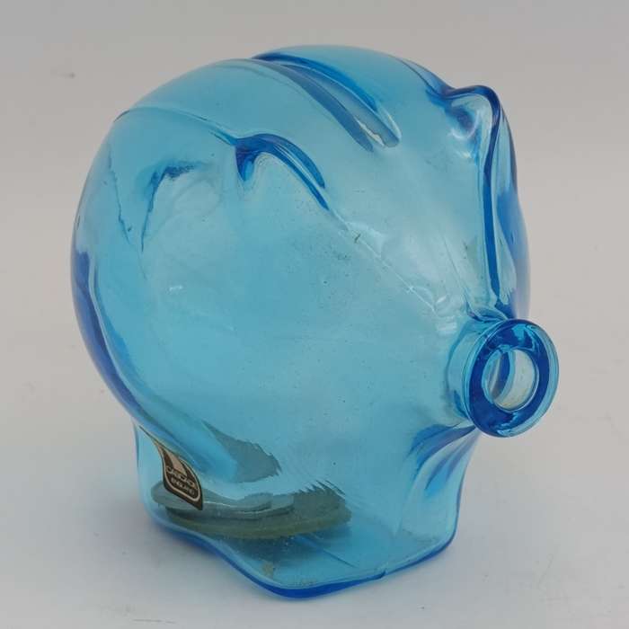 Vintage Cascade England glass piggy bank