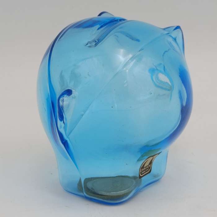 Vintage Cascade England glass piggy bank
