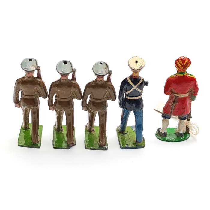 Lot of 5 vintage Britains Ltd lead soldiers with damage