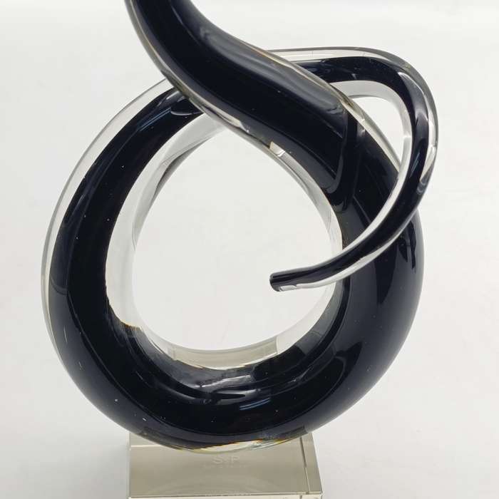Murano glass black spiral Trophy - with chips on base