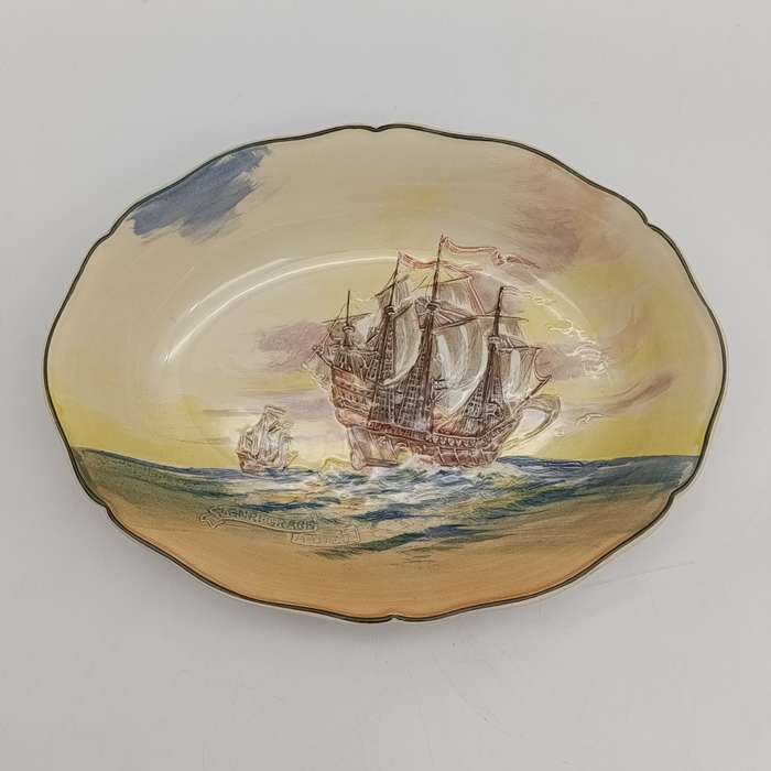 Royal Doulton Famous Ships "The Henri grace a dieu" oval porcelain bowl