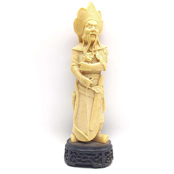 Chinese warrior statue on reconstituted wooden base