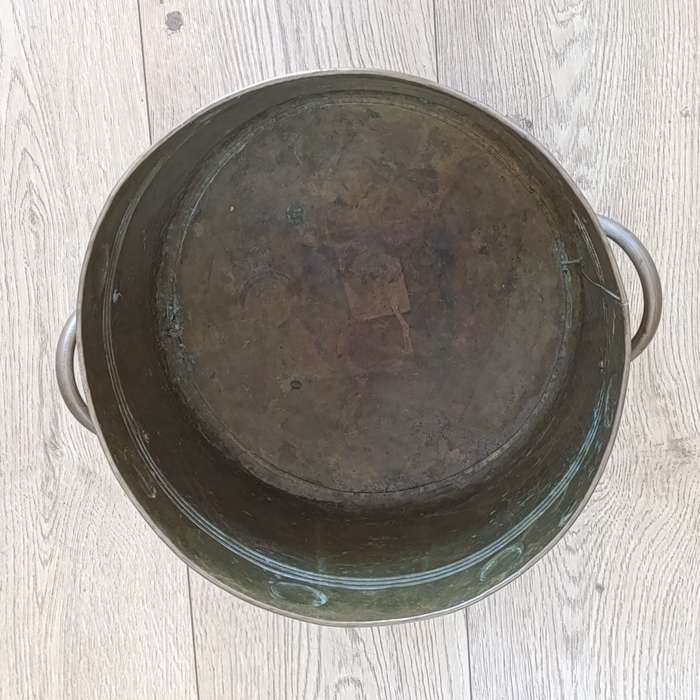 Large brass two-handled bucket