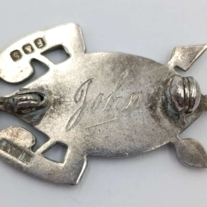 Rhodesian African Rifles sterling silver badge - engraved John at the back