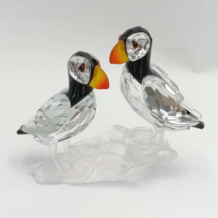 Swarovski silver crystal Puffin birds #008 figurine in box