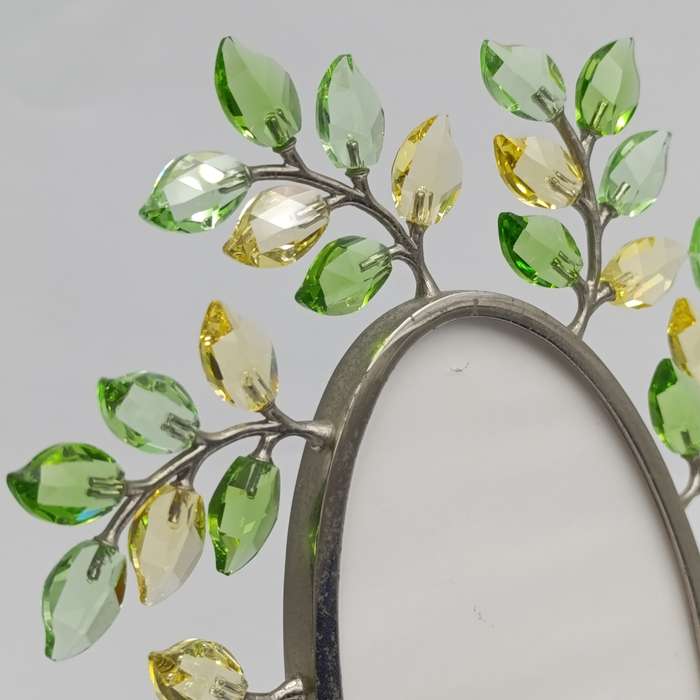 Swarovski Oval picture frame with Yasmine Hurel leaf design - in box