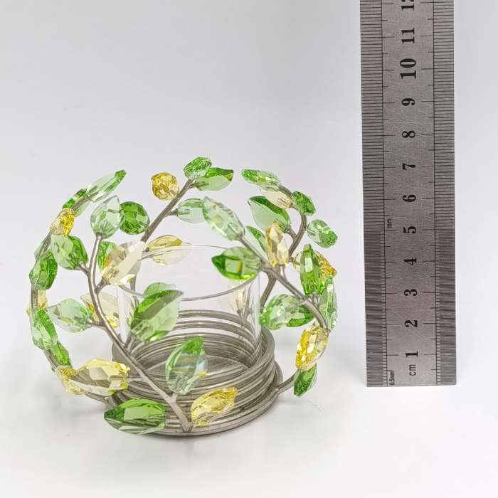 Swarovski Crystal Tea Light candle holder with Yasmine Hurel leaf design - in box