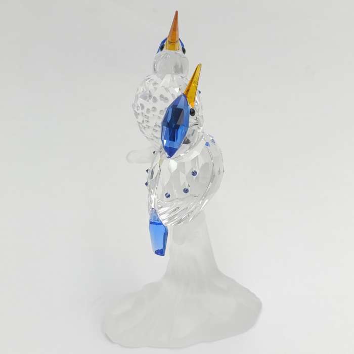 Swarovski Crystal Malachite Kingfishers figurine in box - no lid - minor damage to beak