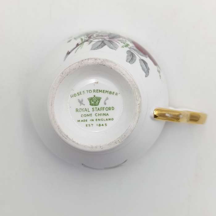 Vintage Royal Stafford "Roses to Remember" pattern porcelain trio
