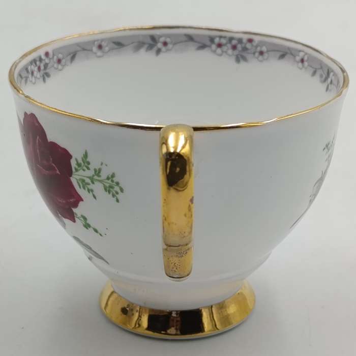 Vintage Royal Stafford "Roses to Remember" pattern porcelain trio