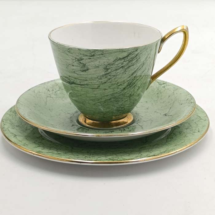 Vintage Royal Albert Gossamer pattern Porcelain trio - green