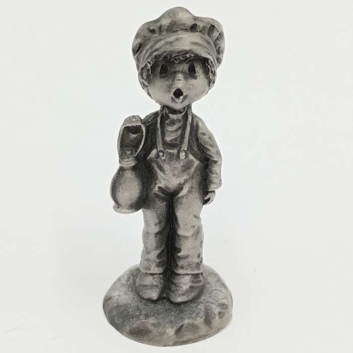 Vintage Little Gallery fine pewter Christmas carols boy and girl