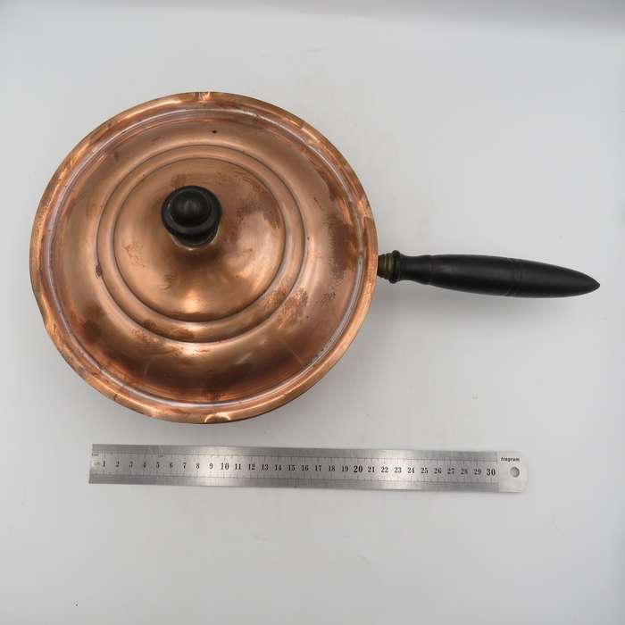 Vintage copper and brass fondue set with 6 forks