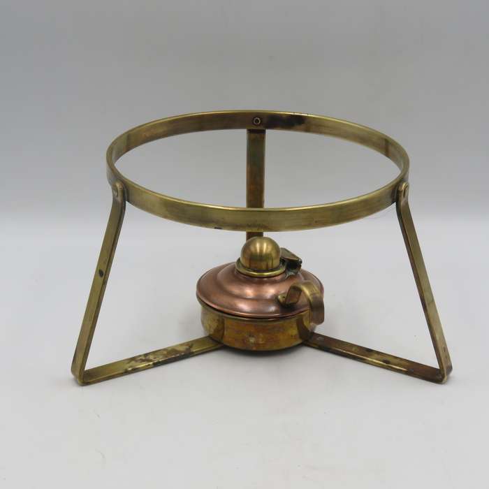 Vintage copper and brass fondue set with 6 forks