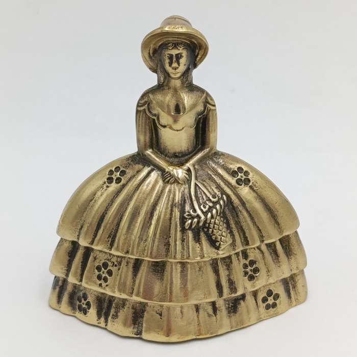 Vintage Brass Lady with dress bell
