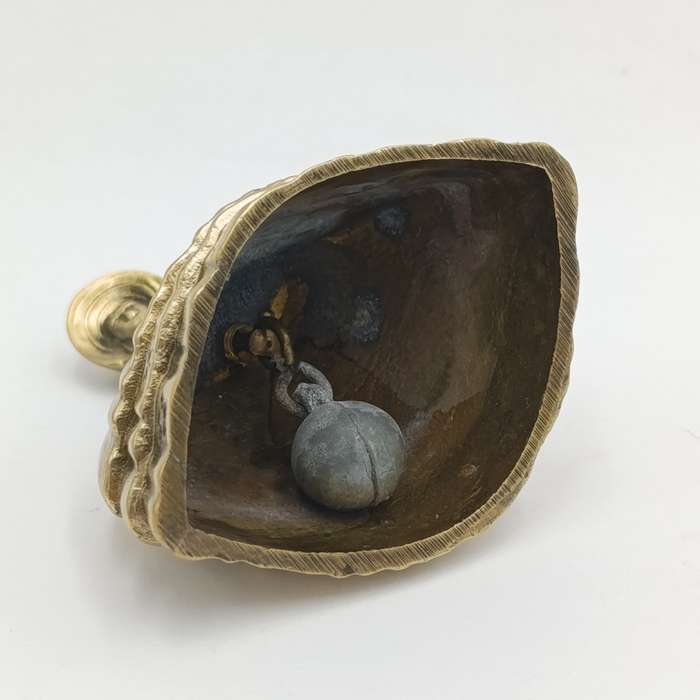 Vintage Brass Lady with dress bell