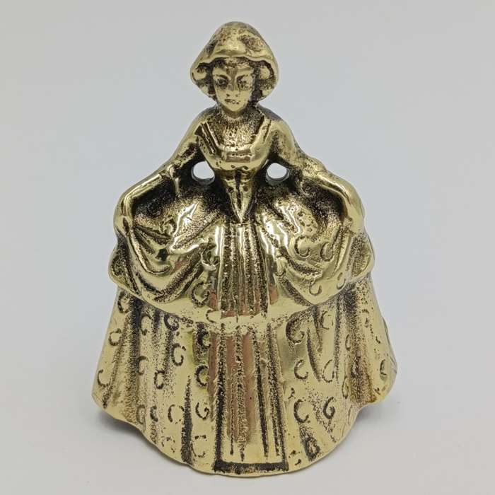 Vintage Brass Lady with dress bell