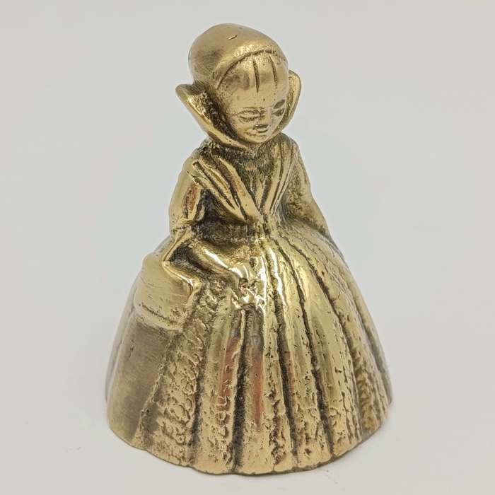 Vintage brass bell - lady with Victorian hoop skirt