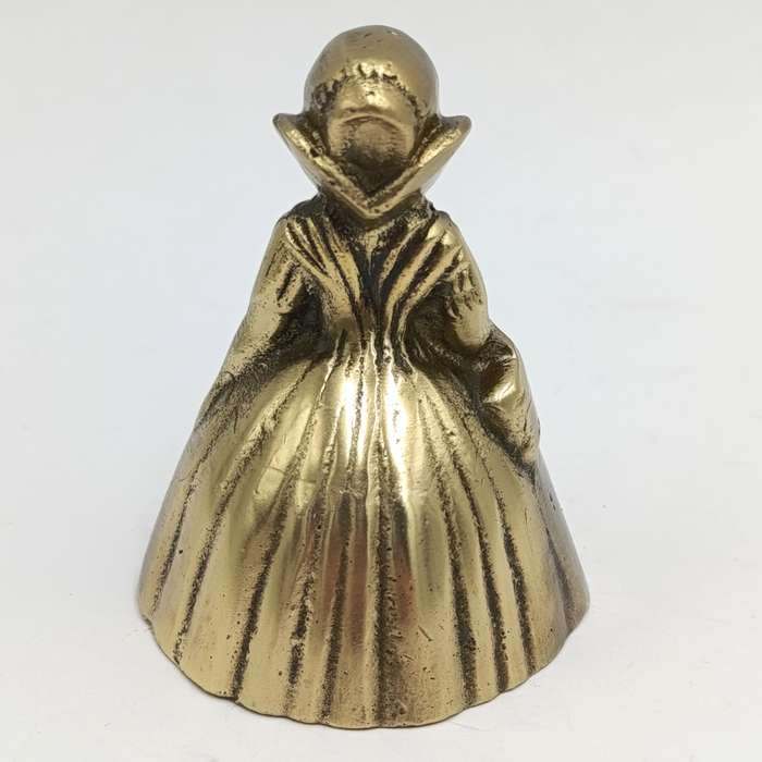 Vintage brass bell - lady with Victorian hoop skirt