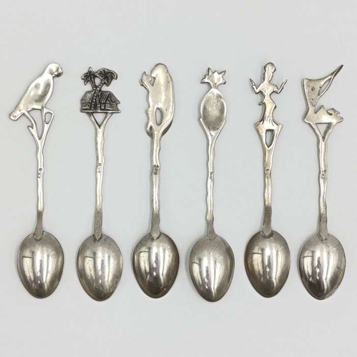 Set of 6 vintage 835 Brasilian silver coffee spoons - weighs 28,7 grams
