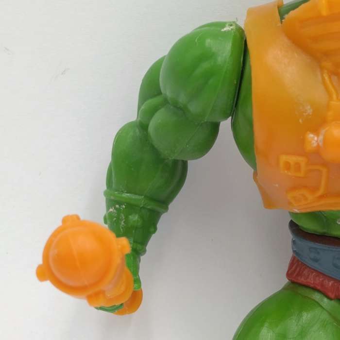 Vintage Masters of the Universe Man-at-Arms figurine with weapons and accessories