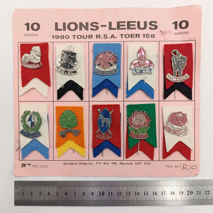 Full set of 1980 Lions Rugby tour lapel pin badges