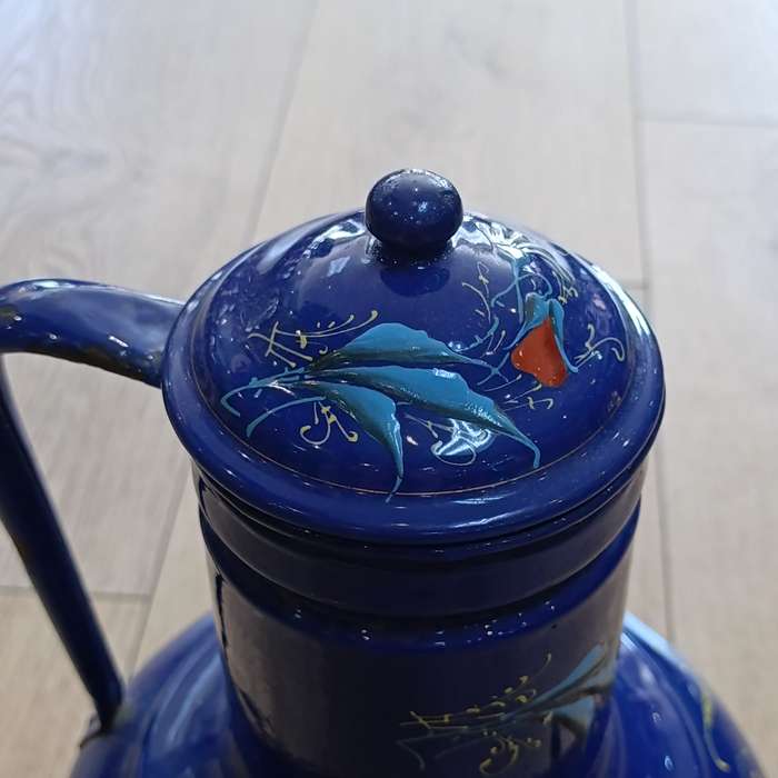 Vintage Enamel Samovar with beautiful hand painted flowers
