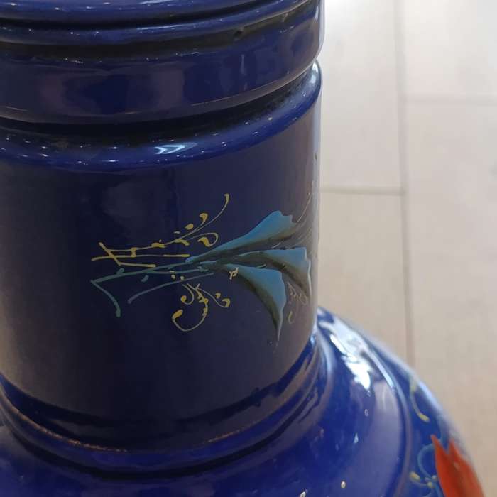 Vintage Enamel Samovar with beautiful hand painted flowers