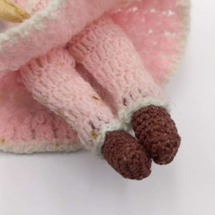 Vintage Japan Crochet Knitted doll, handmade miniature Dollhouse doll