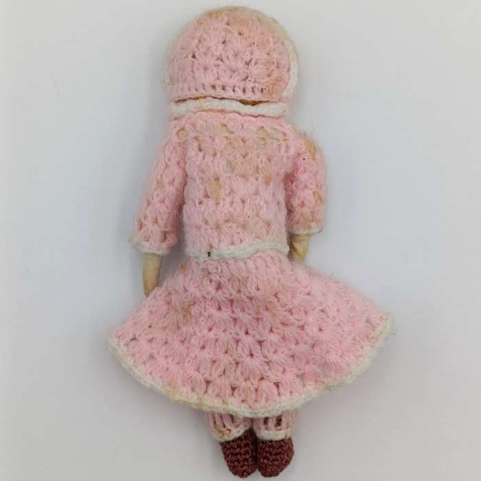 Vintage Japan Crochet Knitted doll, handmade miniature Dollhouse doll