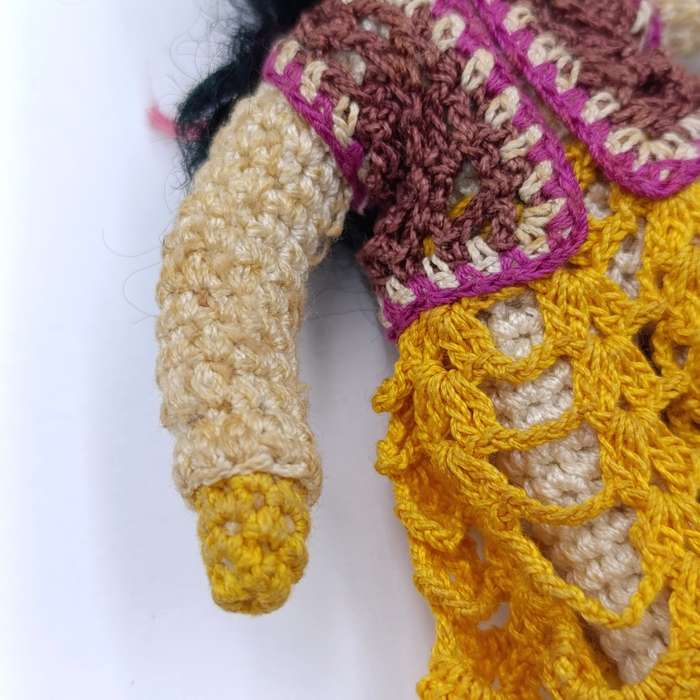 Vintage Japan Crochet Knitted doll, handmade miniature Dollhouse doll