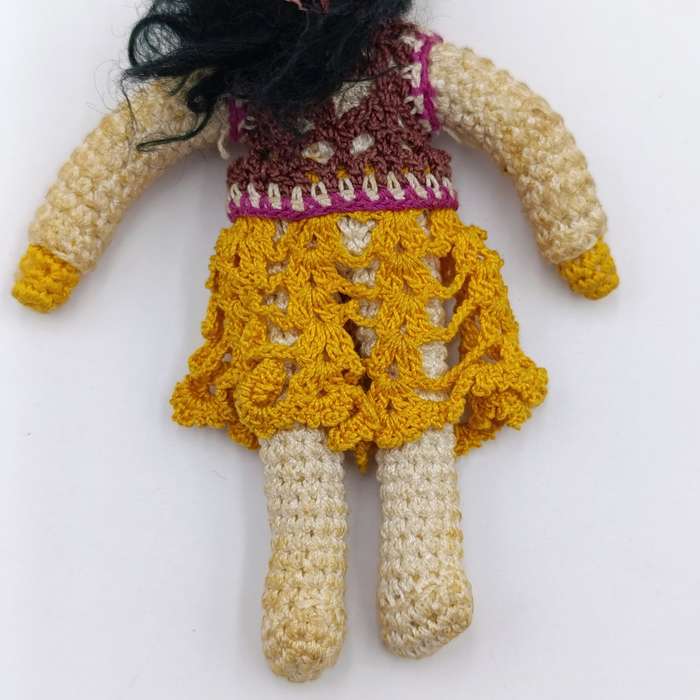Vintage Japan Crochet Knitted doll, handmade miniature Dollhouse doll