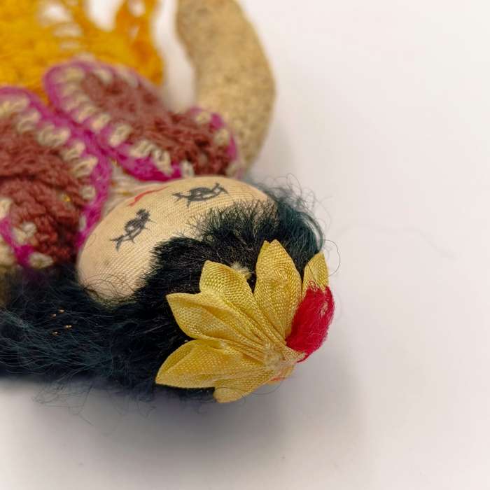Vintage Japan Crochet Knitted doll, handmade miniature Dollhouse doll