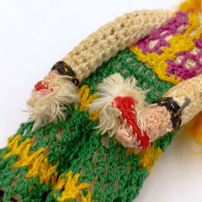 Vintage Japan Crochet Knitted doll, handmade Dollhouse doll