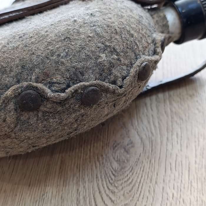 WW2 German water bottle canteen with cover and leather strap