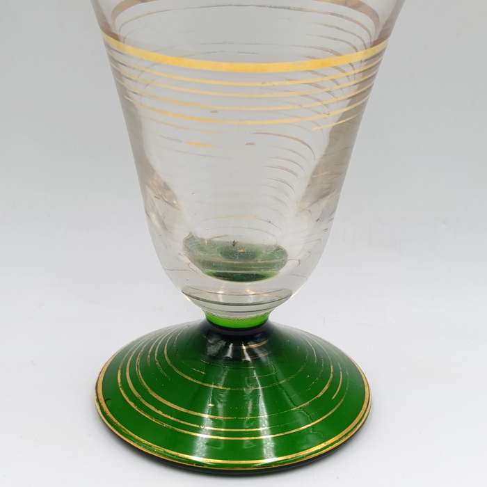 Beautiful vintage glass decanter with green glass top