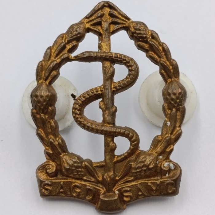 SA Medical Corps cap and collar badges set