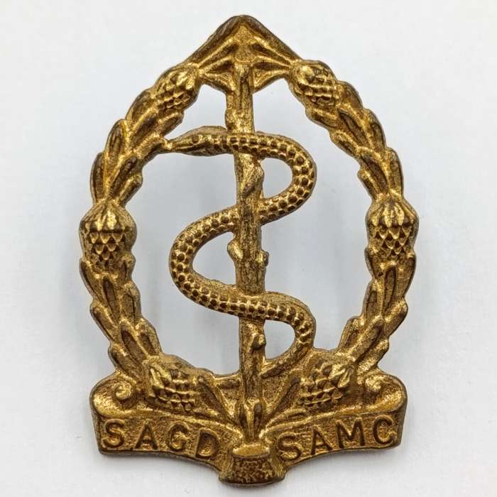 SA Medical Corps cap and collar badges set