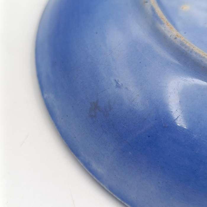 Antique Flow Blue Kin-Shan porcelain saucer by E.C and Co for Barry and Nephews